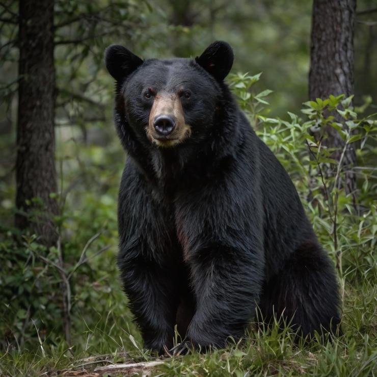 PSD l'orso nero maestoso nell'habitat naturale