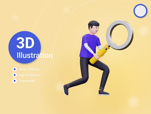 l'uomo 3d sta cercando qualcosa di illustrazione