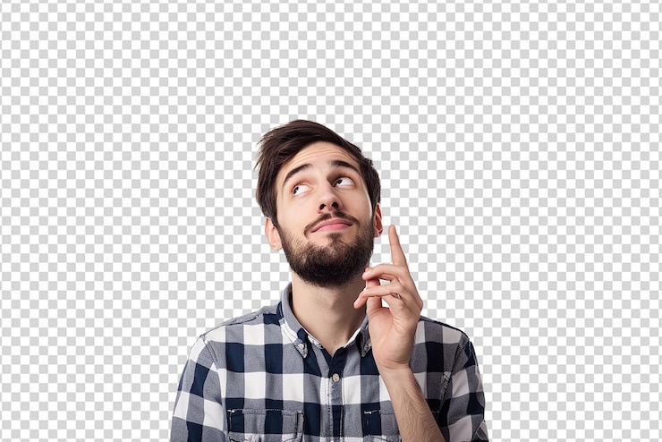 PSD l'uomo ha un concetto di idea su uno sfondo bianco isolato