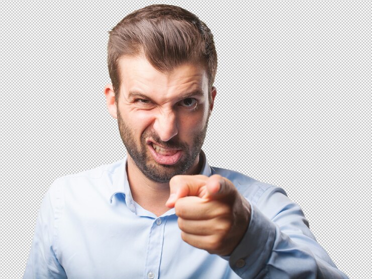 PSD l&#39;uomo in camicia è arrabbiato