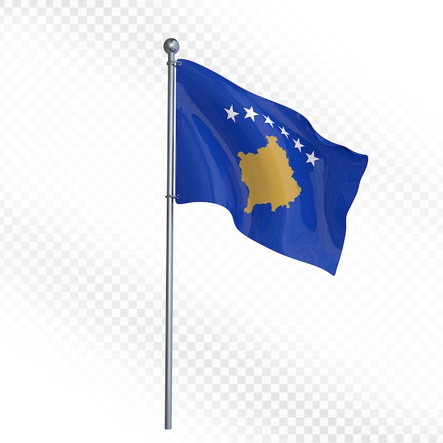 La bandiera del Kosovo sventolata su un palo