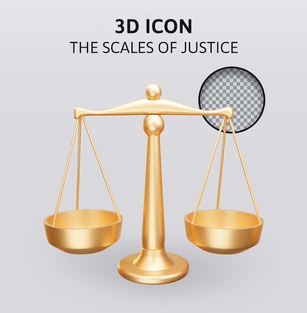 la bilancia della giustizia 3d rendering illustrazione