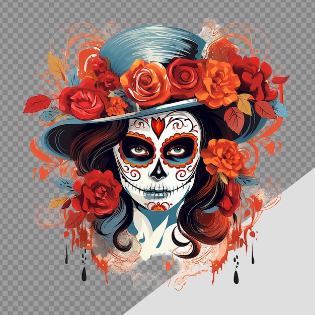 PSD la calavera catrina face shot png isolado em fundo transparente