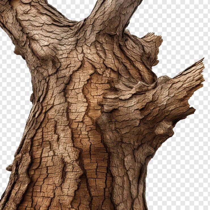 PSD la corteccia della quercia isolata su uno sfondo trasparente