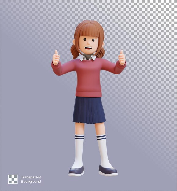 La donna d'affari 3D sta alzando il pollice.