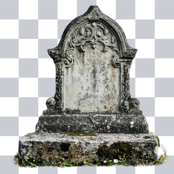 PSD la lapide deteriorata nella serenità del cimitero sfondo trasparente