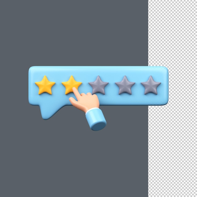 La mano lascia una valutazione di due stelle su cinque possibili PSD di rendering 3D