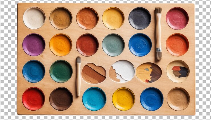 PSD la palette d'arte in legno porta colori vivaci