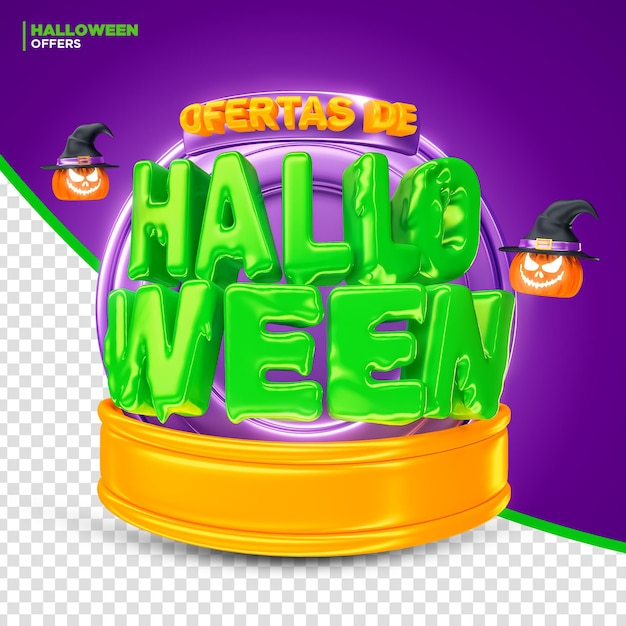 La promozione di Halloween offre il rendering 3d dell'etichetta per la composizione