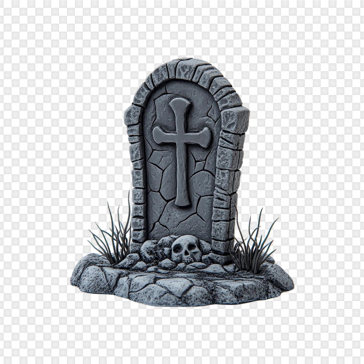 PSD la spaventosa decorazione della lapide di halloween isolata su uno sfondo trasparente