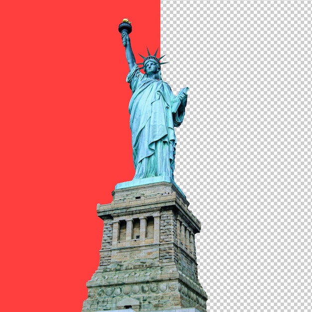la Statua della Libertà si trova di fronte a uno sfondo rosso