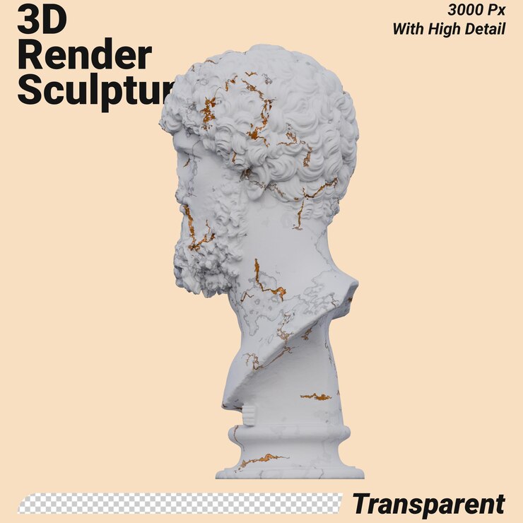 PSD la statua di lucius verus 3d rende isolato perfetto per il tuo design
