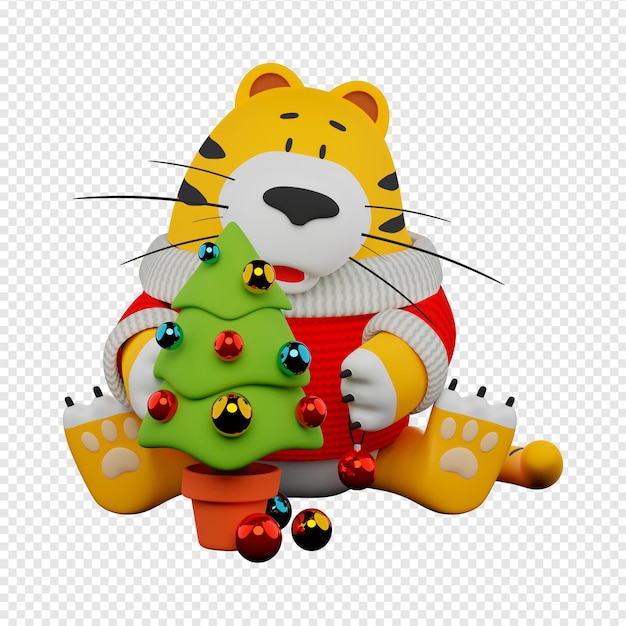 La tigre del fumetto del capodanno 3D decora l'albero di Natale