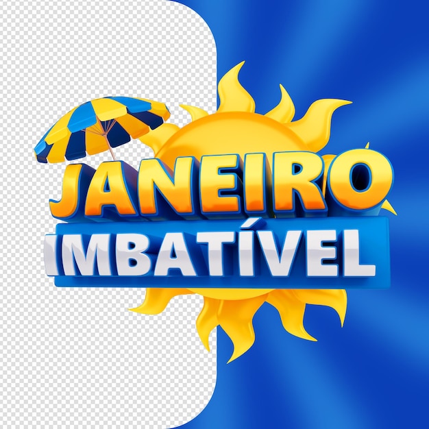 Label 3D Janvier Imbattable Brésil isolé pour compositing