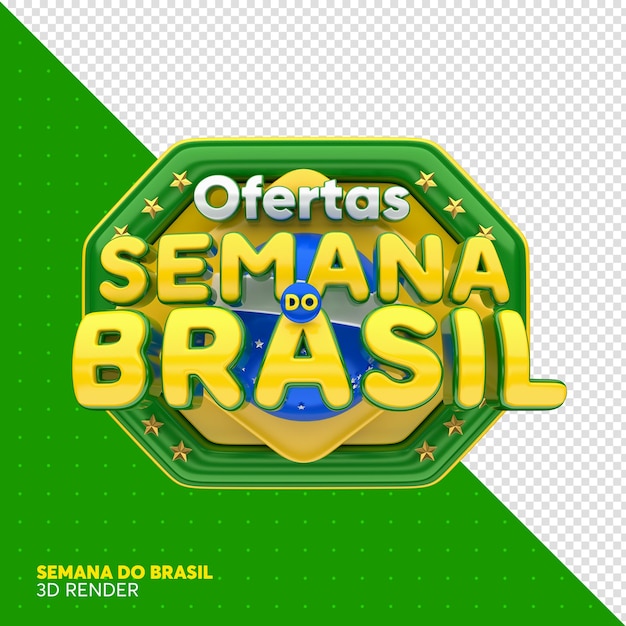 PSD label bietet brasilien-unabhängigkeitstag 3d-rendering brasilien-woche