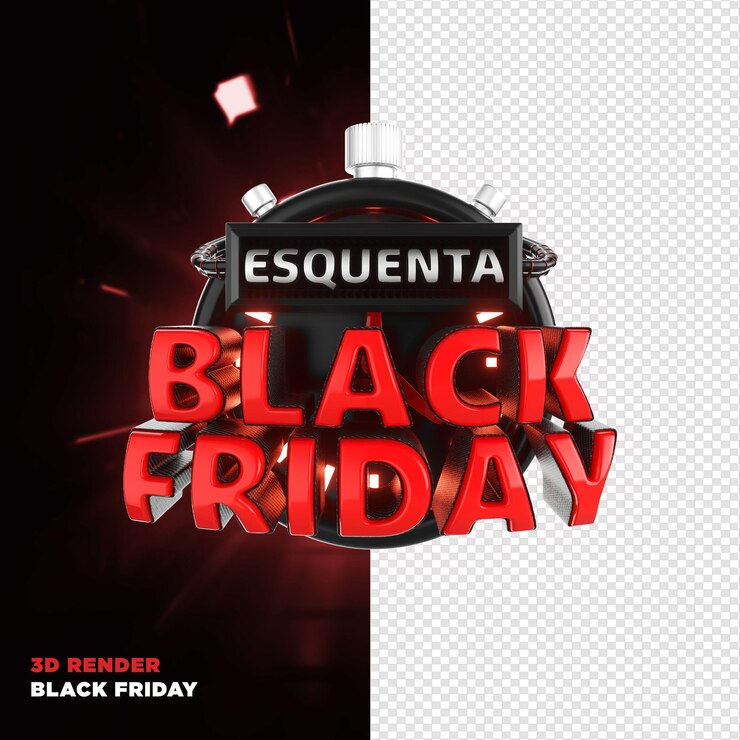 PSD label black friday 3d render realistic for marketing campaigns in brazil in portuguese