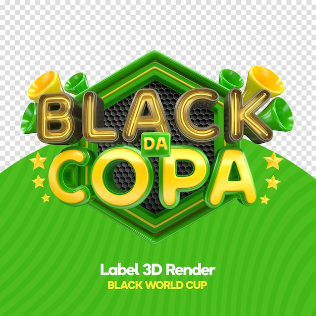 Label black friday cup oferece em 3d render português para campanha de marketing no brasil