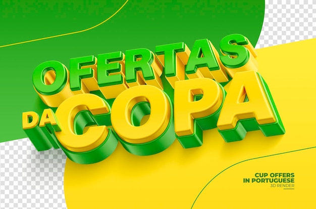 PSD label brazil football cup oferece em renderização 3d para campanha de marketing