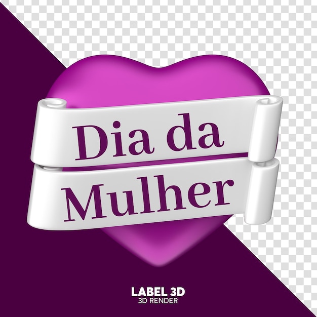 Label frauentag in brasilien in 3d render 8. märz in portugiesisch