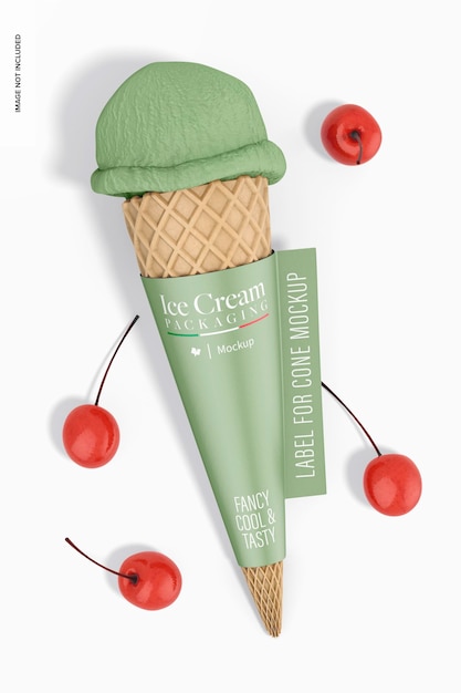 Label für cone mockup mit eis