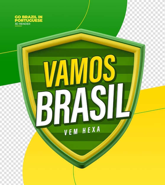Label Go Brazil in 3D-Render portugiesisch für Marketingkampagnen in Brasilien