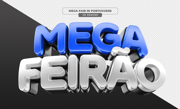 PSD label mega fair em português renderização 3d para campanha de marketing no brasil