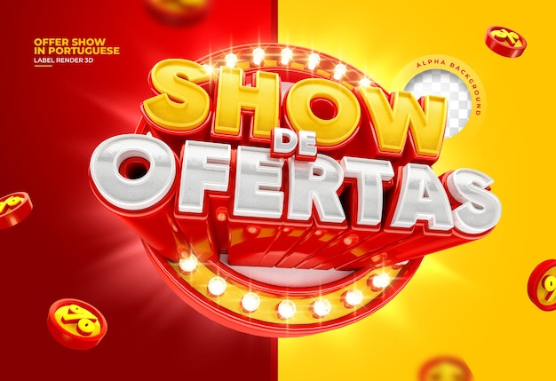 Label Offers Show en portugais rendu 3d pour la campagne de marketing du Brésil