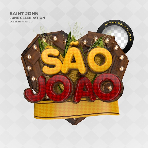 Label sao joao festa junina brasilianische party-angebot banner 3d-rendering