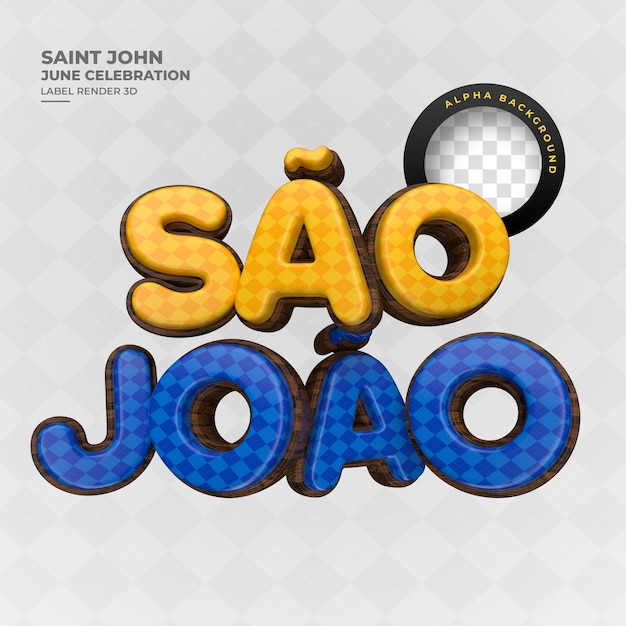 Label sao joao festa junina festa brasileira oferecem bandeira render 3d