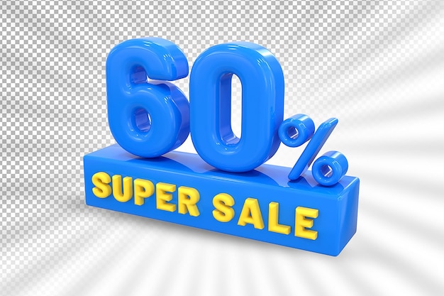 Label super sale bis zu 60 rabatt auf blaue 3d-darstellung