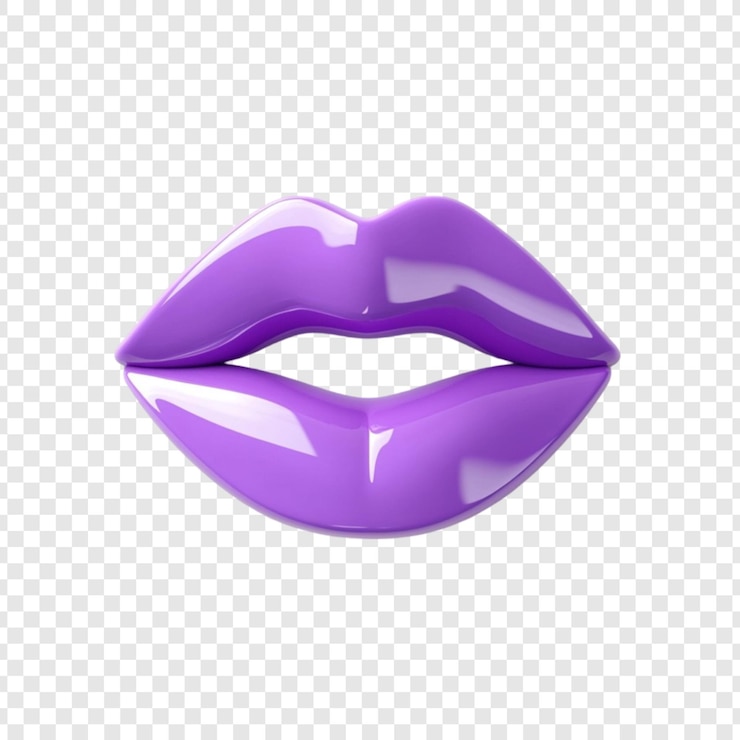 PSD los labios brillantes púrpuras 3d hacen belleza maquillaje de moda