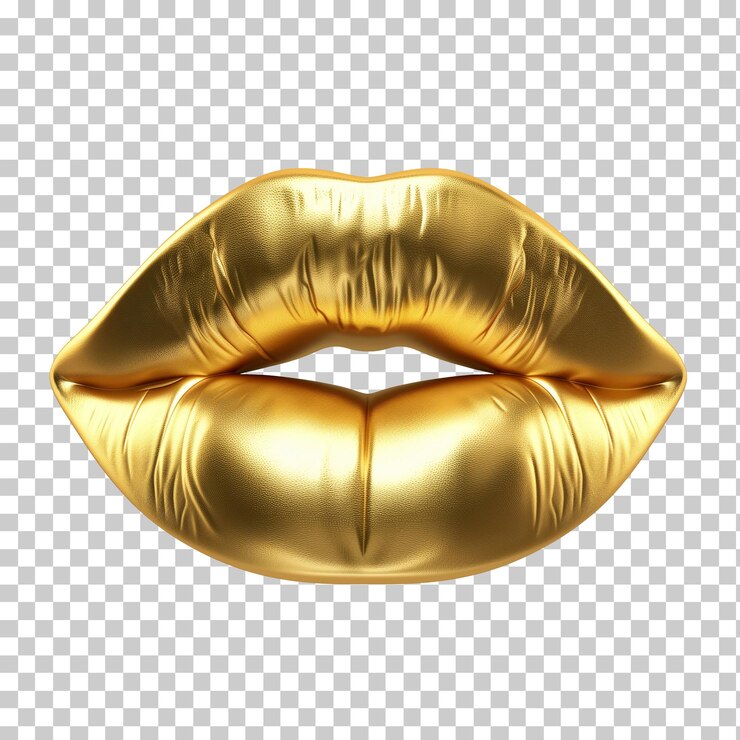 PSD los labios dorados aislados en un fondo transparente png psd
