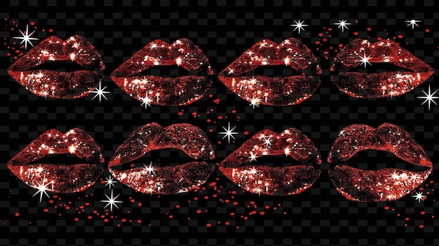 PSD lábios espumantes arranjados em um padrão lips cut out ef y2k texture shape background decor art