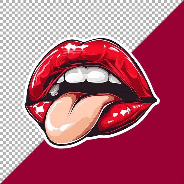 PSD labios con lengua en fondo transparente generado por ai