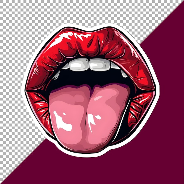 PSD labios con lengua en fondo transparente generado por ai