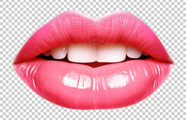 PSD labios de mujer hermosa brillante aislados sobre fondo transparente