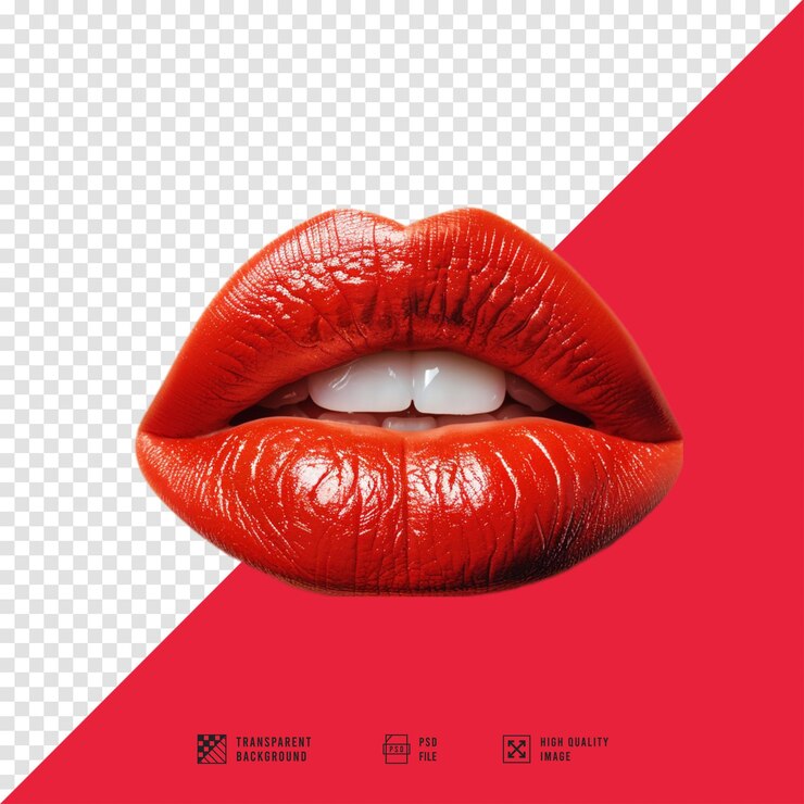 PSD los labios de una mujer con lápiz labial brillante
