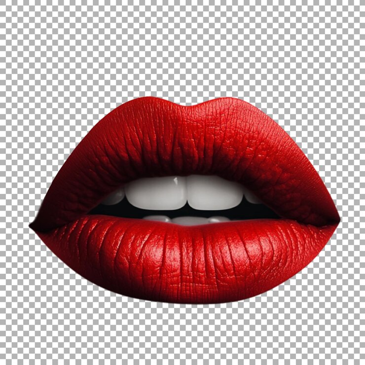 PSD los labios de la mujer roja de png en un fondo transparente generados por ai