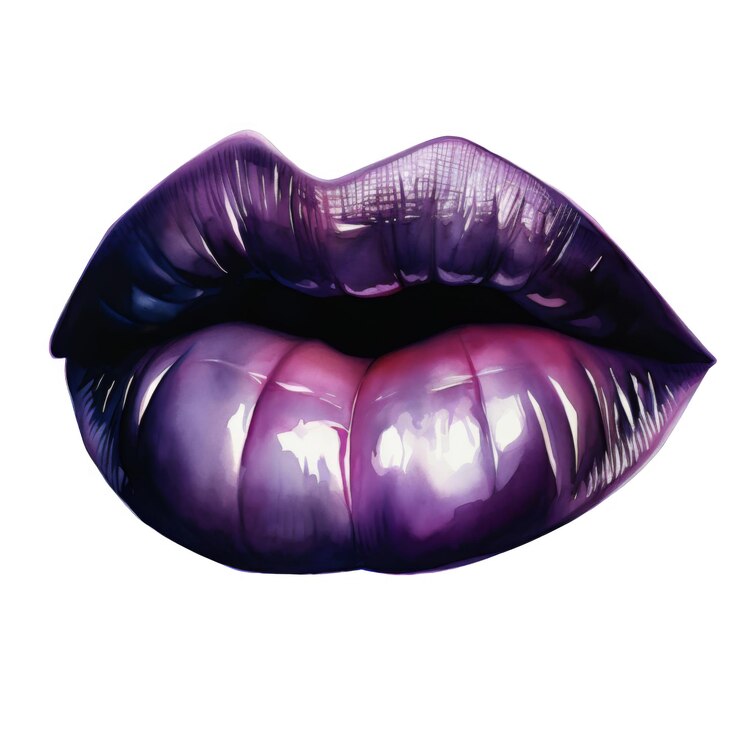 PSD los labios púrpuras y rojos brillantes
