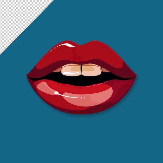 PSD labios rojos hermosos ilustración de fondo transparente de lápiz labial rojo