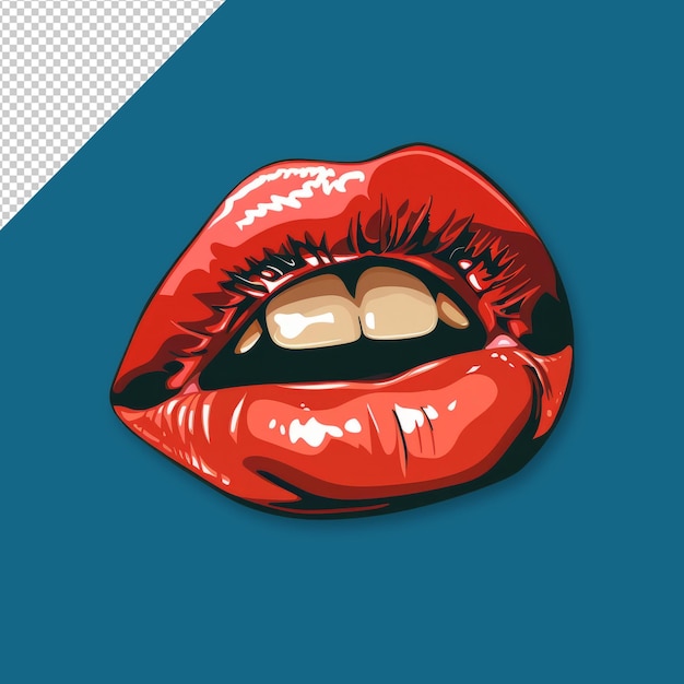 PSD labios rojos hermosos ilustración de fondo transparente de lápiz labial rojo