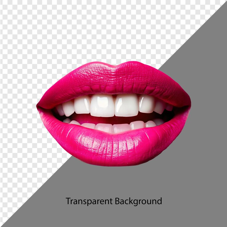 PSD los labios rosados vibrantes aislados en un fondo transparente