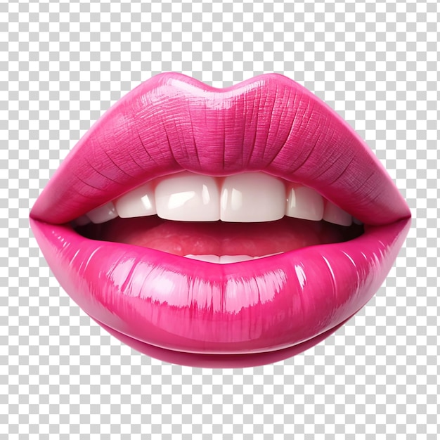 PSD los labios sonrientes rosados aislados en un fondo transparente
