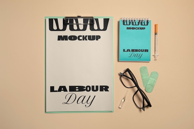 Labor day medical card mock-up-design