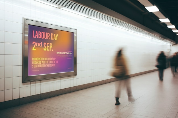 PSD labor day-poster-mockup für den tag der arbeit