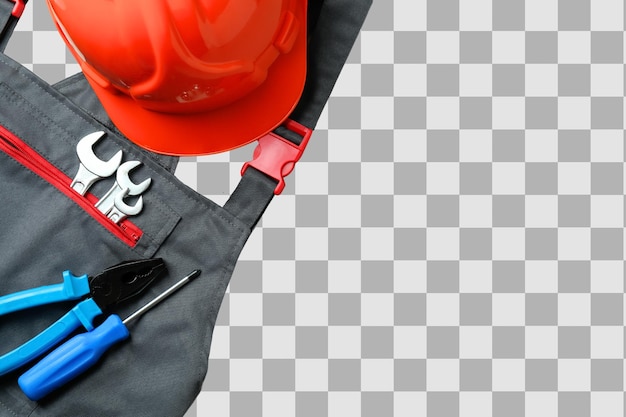 Labor Day zeigt Arbeitsbekleidung und Werkzeuge, die die amerikanische Arbeit symbolisieren, die auf weißem PNG isoliert sind