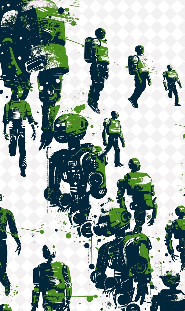 PSD laboratorios de robótica de las escuelas creando un robot estudiantes que se levantan carr ilustración plana diseño de fondo