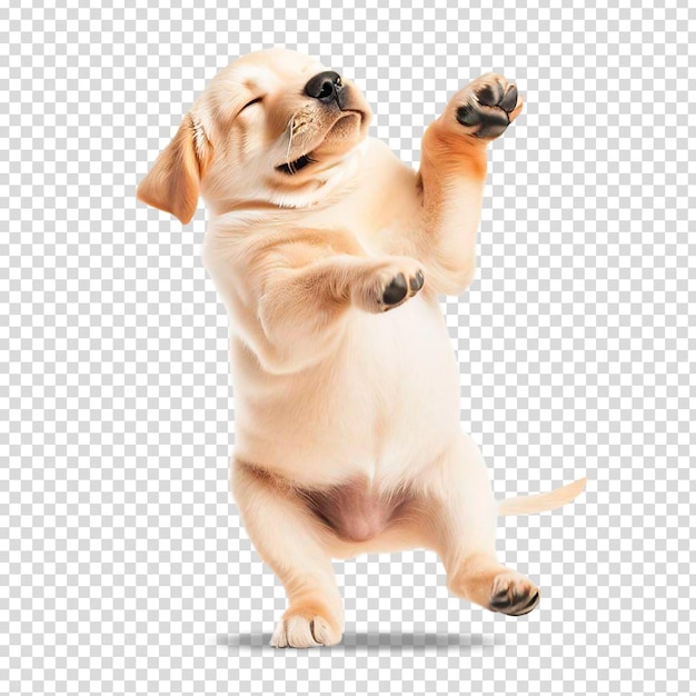 Labrador cachorro bailando en una plantilla PSD de fondo transparente