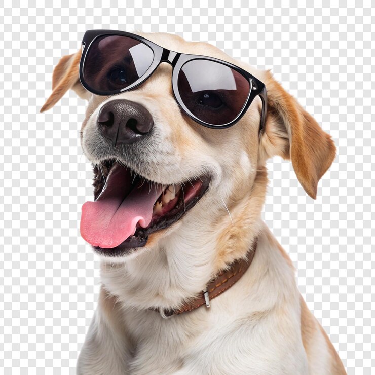 Un Labrador Retriever feliz con gafas de sol