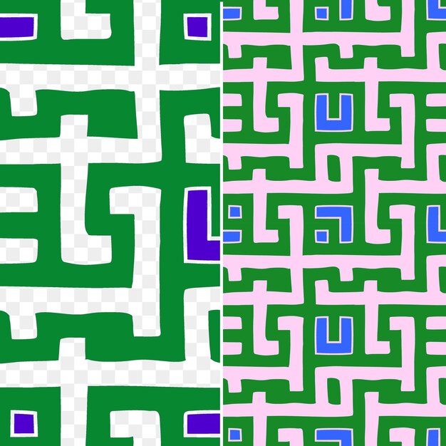 PSD un labyrinthe avec un motif bleu et vert